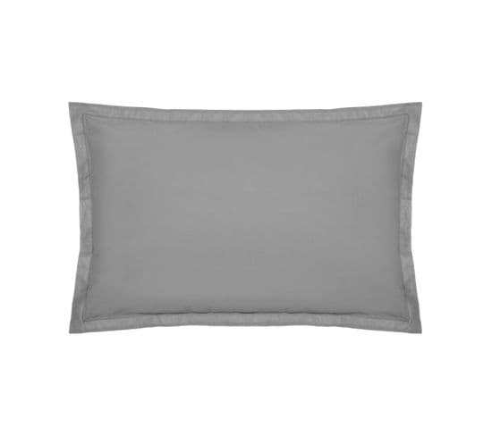 Taie D'oreiller En Percale De Coton Gris 50 X 70 Cm