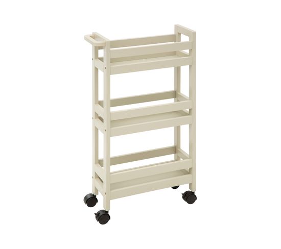 Desserte Roulante 3 Niveaux Beige Lin H 75 Cm Idéale Pour Les Petits Espaces