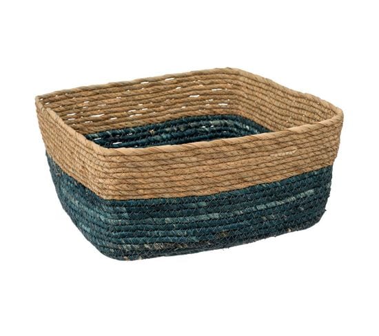 Boîte De Rangement Bleu Tressé Bicolore  31 X 15 Cm