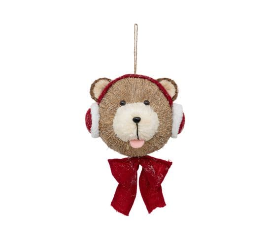 Suspension De Noël Ours Avec Bonnet De Père Noël H 37 Cm