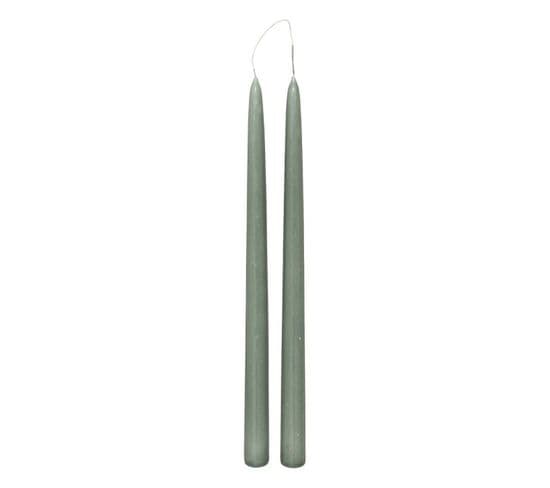 Lot De 2 Bougies Bâton "hugo" 30cm Vert Céladon