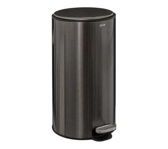 Poubelle Ronde 30 Litres En Métal Inox Noir