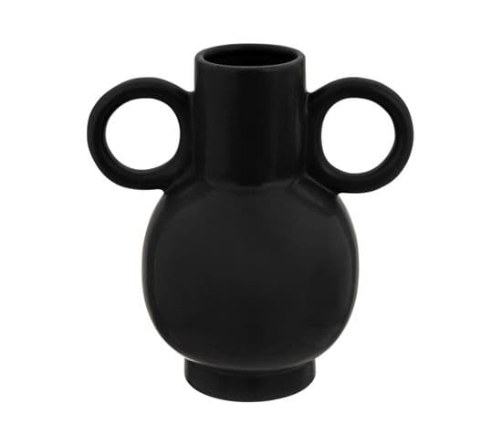 Vase Amphore En Céramique Noire H 22,5 Cm