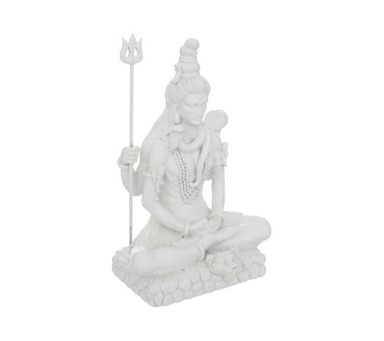 Objet Déco Statue Shiva En Résine Blanche H 28 Cm