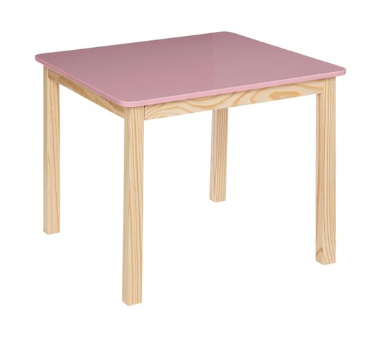 Table Carrée Pour Enfant En Bois Rose Et Naturel H 54.5 Cm