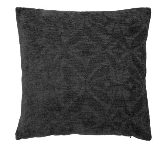 Coussin Décoratif Gris Foncé  Motifs En Relief 40 X 40 Cm