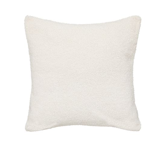 Coussin Décoratif En Fourrure Bouclette Blanc Ivoire 40 X 40 Cm