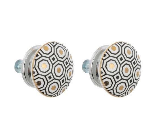 Lot De 2 Boutons De Meuble "arianna" 4cm Blanc