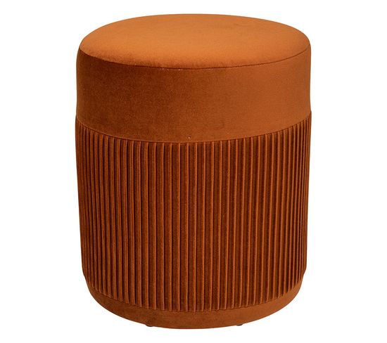 Pouf En Velours Nofy Ambre Rond Atmosphera - Ambre