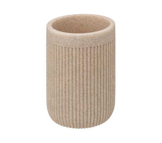 Gobelet Ou Porte Brosse à Dent En Résine Striée Beige Lin