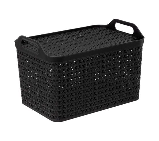 Panier Ajouré Plastique Avec Couvercle 24l Noir