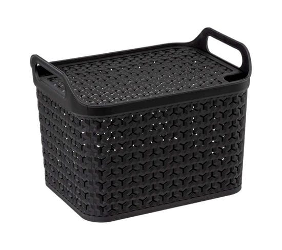 Panier Ajouré Plastique Avec Couvercle 12l Noir