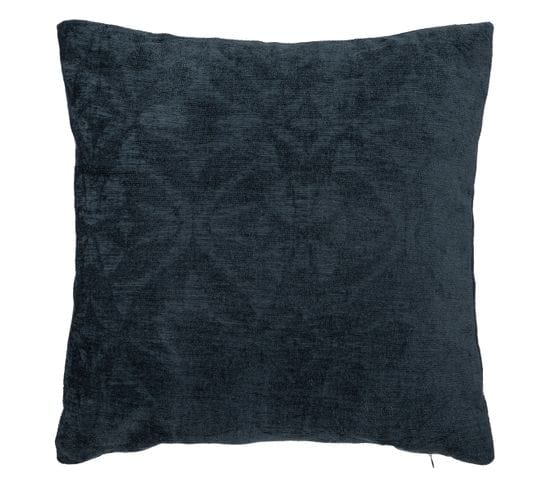 Coussin Décoratif Bleu Foncé Motifs En Relief 40 X 40 Cm