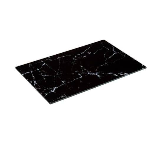 Planche à Découper En Verre "marbre" 30cm Noir