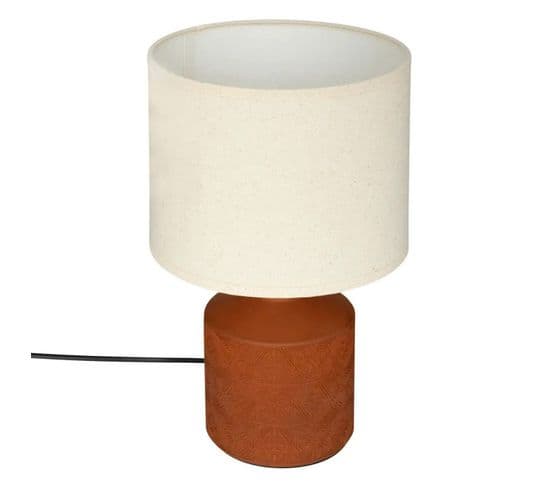 Lampe à Poser Cylindrique "kassy" 34cm Terracotta