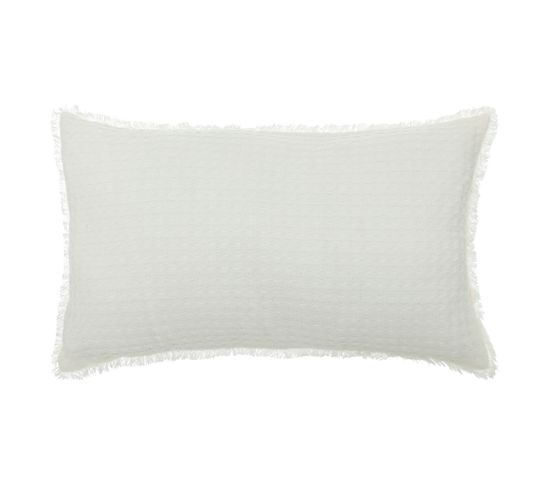 Coussin Décoratif Blanc Nid D'abeille 30 X 50 Cm