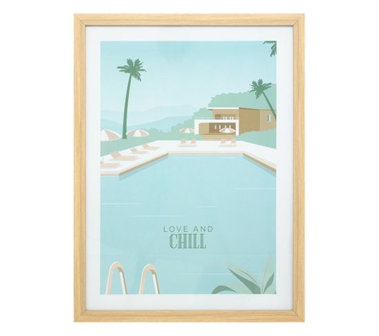 Affiche Encadrée Et Sous-verre Love And Chill 30 X 40 Cm