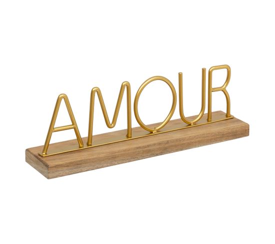 Mot Déco Amour En Bois Et Métal Doré L 25.5 Cm