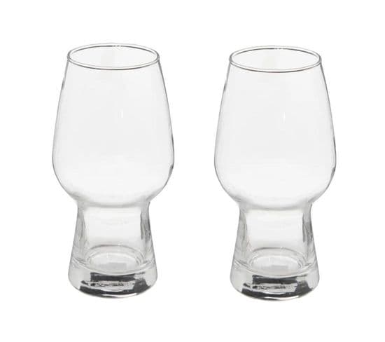 Lot De 2 Verres à Bière "design" 43cl Transparent