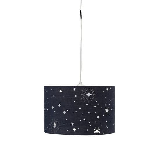 Lampe Suspension Cylindrique "étoiles" 28cm Bleu