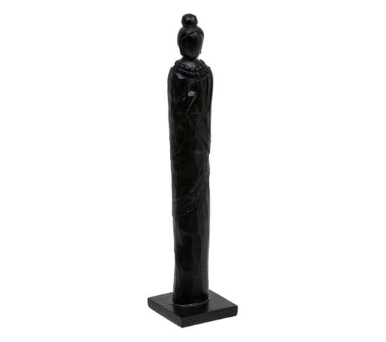 Objet Déco Statuette Femme En Résine Noir Mat Finement Sculptée H 38 Cm
