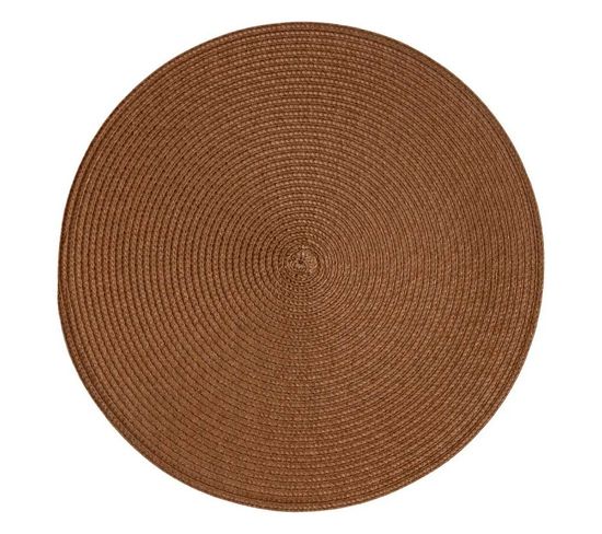 Set De Table Rond "tressé" 38cm Camel Foncé