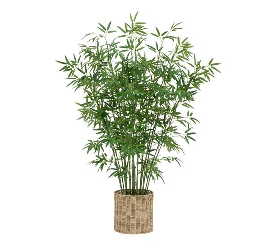 Plante Artificielle Bambou Dans Un Pot En Fibres Naturelles D 90 X H 150 Cm