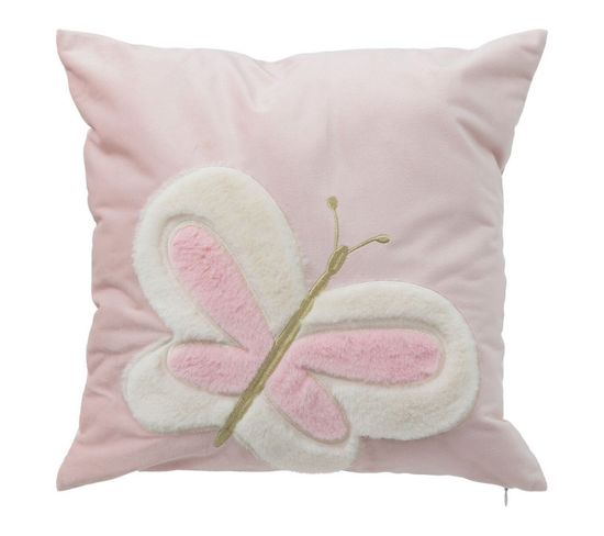 Coussin Enfant Déco "papillon" 39x39cm Rose