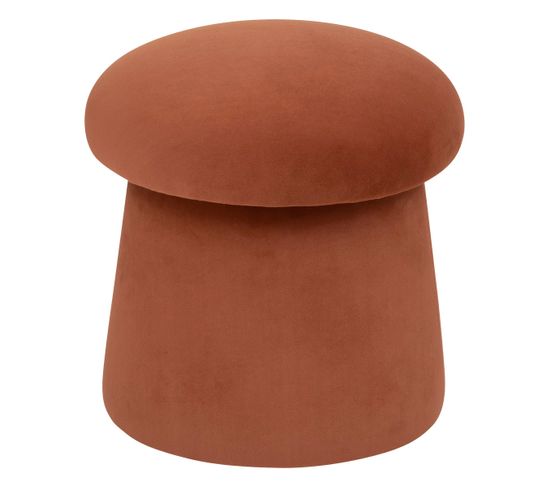 Pouf En Velours Ambre Orangé  D 37 X H 40 Cm