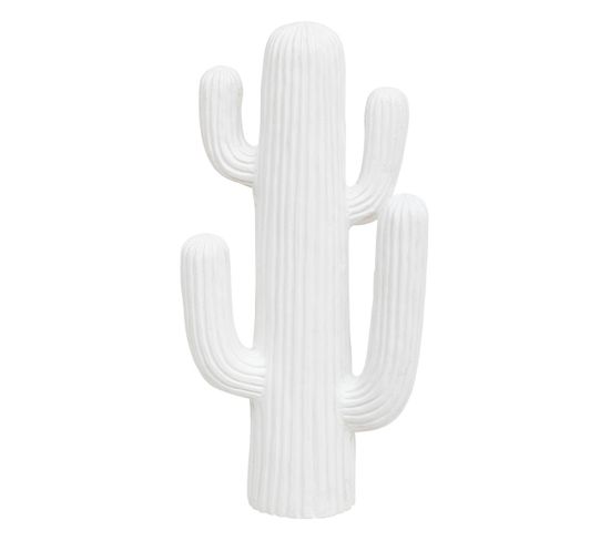 Objet Déco Cactus Blanc En Magnésie H 57 Cm