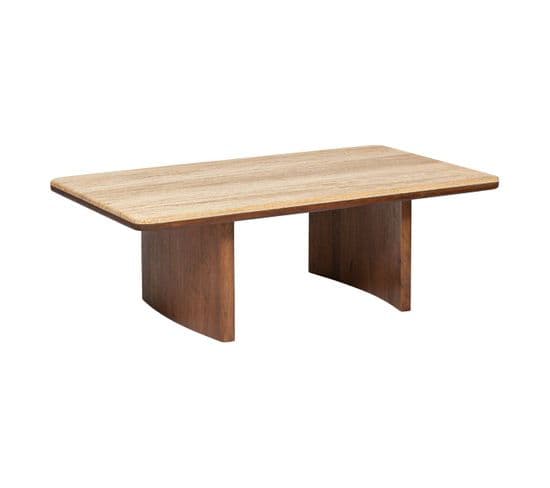 Table Basse Jivan Travertin Bois 120x70cm