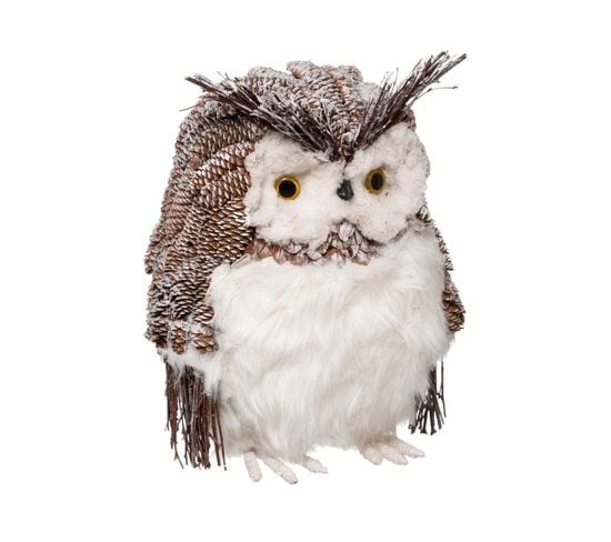 Déco De Noël Hibou Et Déco Pommes De Pin H 43 Cm