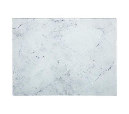 Planche à Découper En Verre "marbre" 40cm Blanc