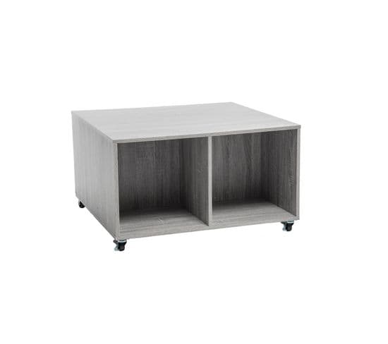 Table Basse En Bois Gris 4 Cases Sur Roues