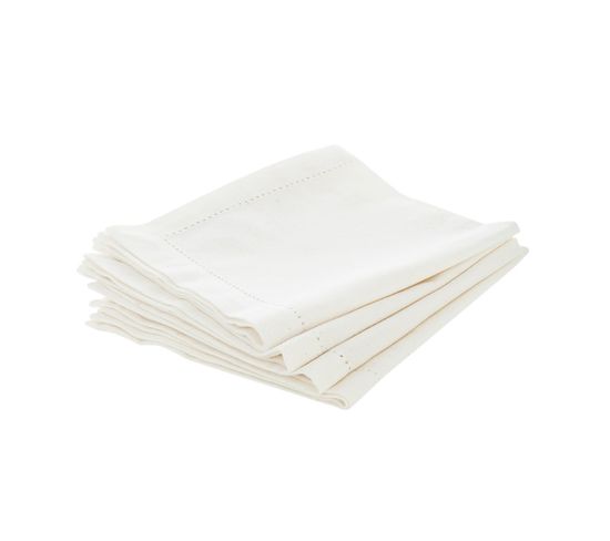 Lot De 4 Serviettes De Table En Coton Blanc 40 X 40 Cm