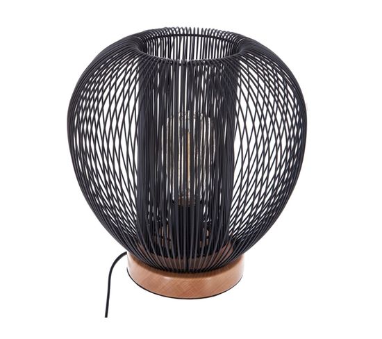 Lampe À Poser En Métal Filaire Noir H 27 Cm