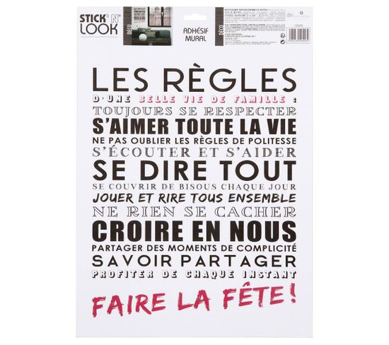 Sticker Texte "règles" - 30x40 Cm