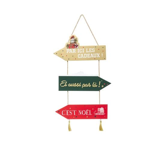 Déco De Noël Pancarte En Bois À Suspendre H 50 Cm