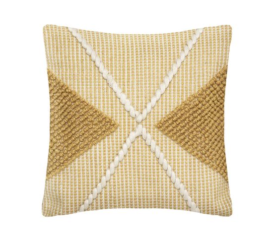 Coussin Déhoussable Ocre Et Blanc 45 X 45 Cm