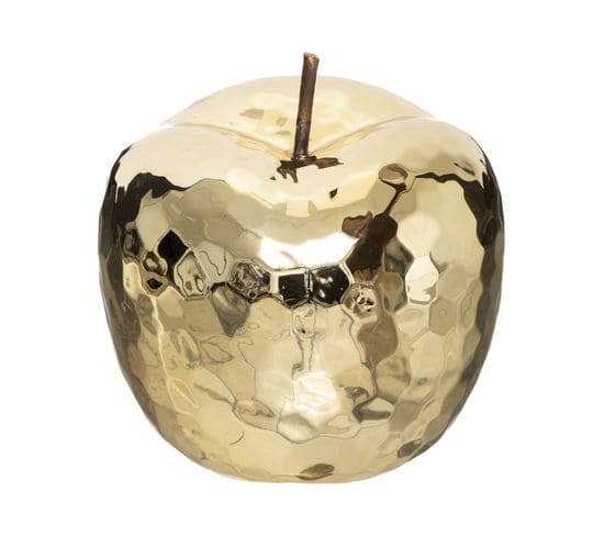 Pomme Décorative En Céramique Doré D 18 Cm
