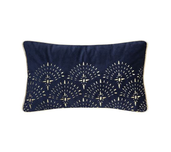 Coussin Décoratif En Velours Motifs Brodés 30 X 50 Cm