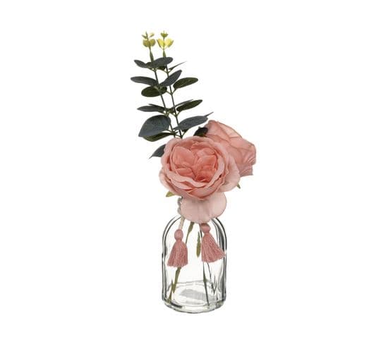 Composition Florale Artificielle Vase En Verre H 30 Cm