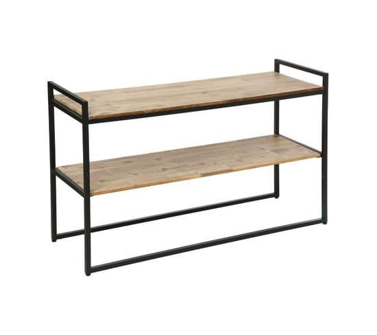 Meuble Console En Bois D'acacia Et Métal Noir H 75 Cm