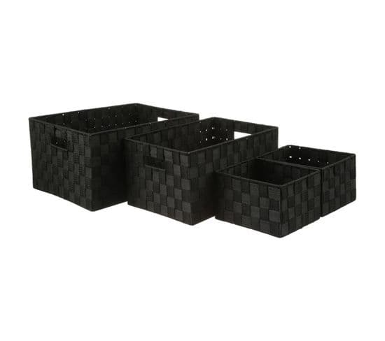 Lot De 4 Paniers De Rangement "déco" 38cm Noir