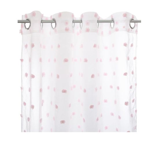 Rideau Voilage Multi Pompons Rose 140 X 240 Cm