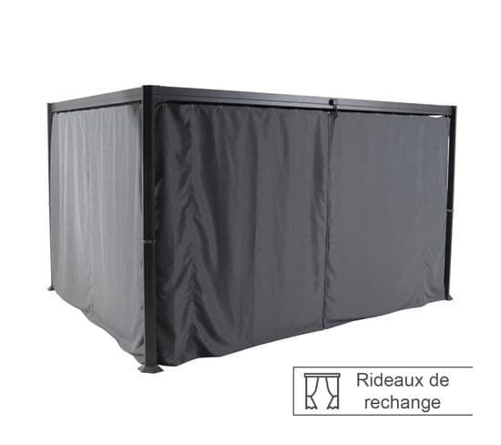 Rideaux Opaques Pour Tonnelle Belize 3,8x3m Hespéride - Gris