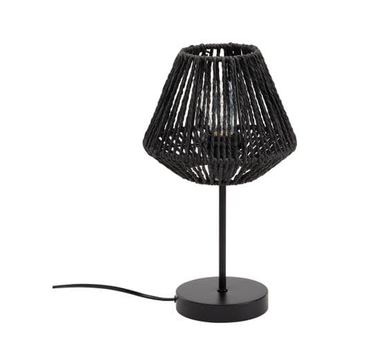 Lampe À Poser En Métal Et Abat-jour Noir H 34 Cm