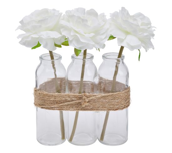 Compo tube verre H. 23 cm BLANC NATURE Blanc