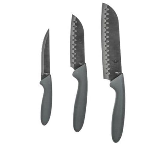 Lot De 3 Couteaux Japonais "steel" 30cm Gris