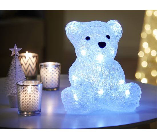 Objet lumineux OURS LED Blanc - Décoration de Noël BUT